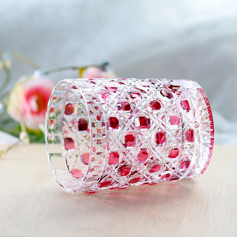 250 мл розовый цвет Edo Kiriko стекло ручной работы хрустальное стекло вино виски бурбон стекло поделки для вечеринки свадьба ремесленные подарки