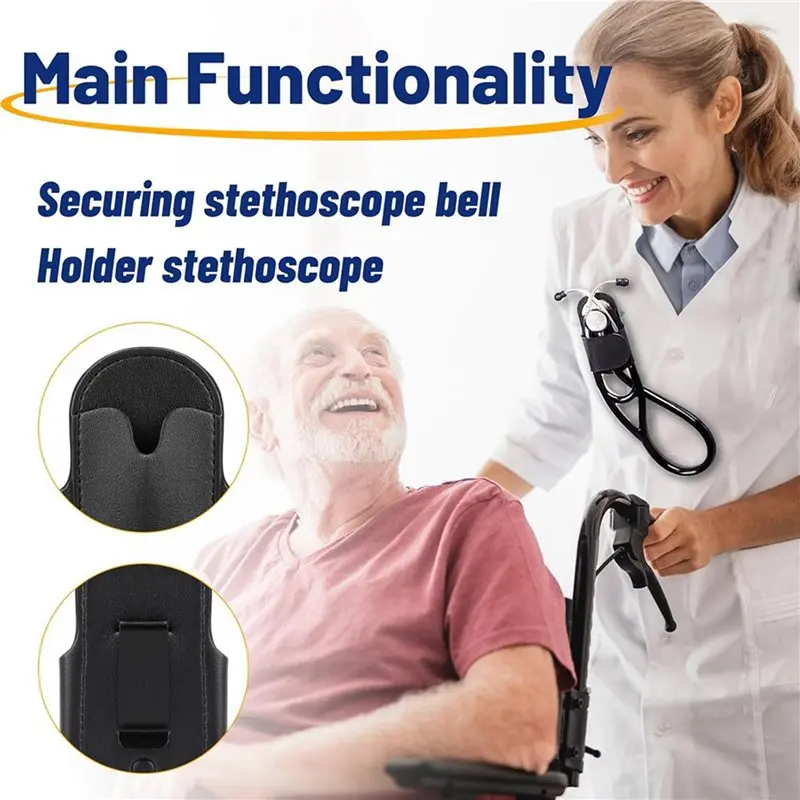 A27U Upgraded 3X PU Leather Stethoscope Holder Hip Clip For Littmann And Most Stethoscopes,Stethoscope Holster Clips Holder