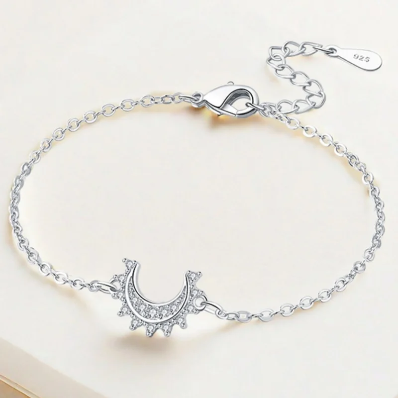 

Moon Bracelets Zircon 100% 925 Sterling Silver For Women Stainless Steel Bracelet Summer Jewelry Couple Friends Accessories 2025