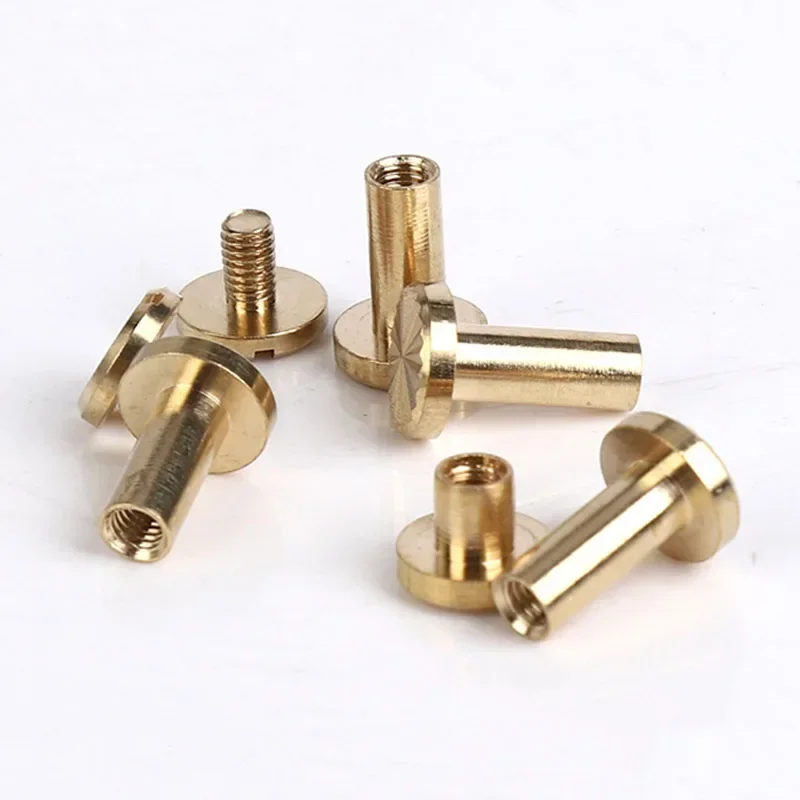 10pcs Brass Binding Chicago Screws Nails Long Studs Rivets For Photo Album Desk Calendar Leather Craft Belt Fastener 8mm Cap