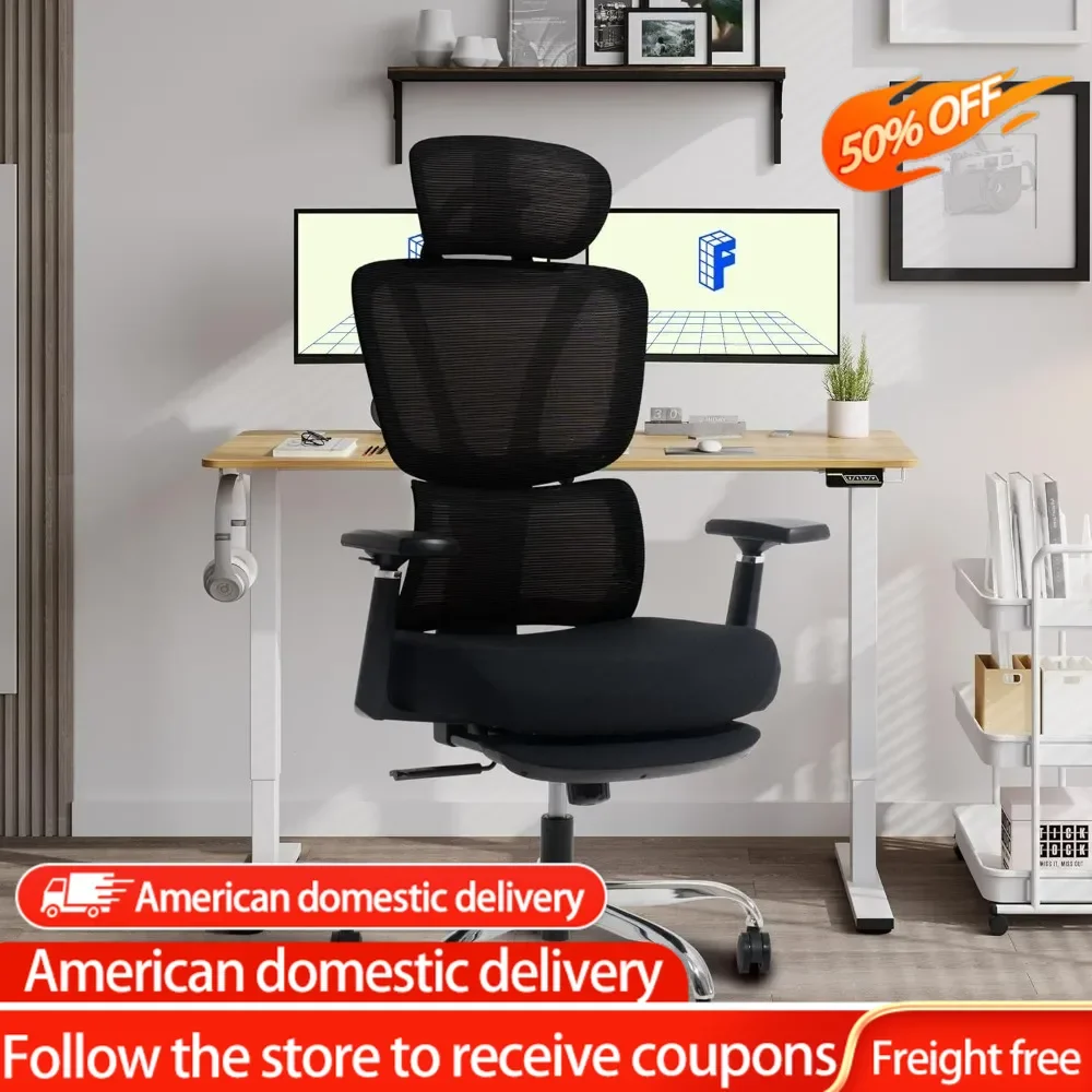 OC4 Plus Office Chair,Big and Tall Mesh Computer Desk Chair,Ergonomic Task Chair with Adjustable Lumbar Support,Headrest