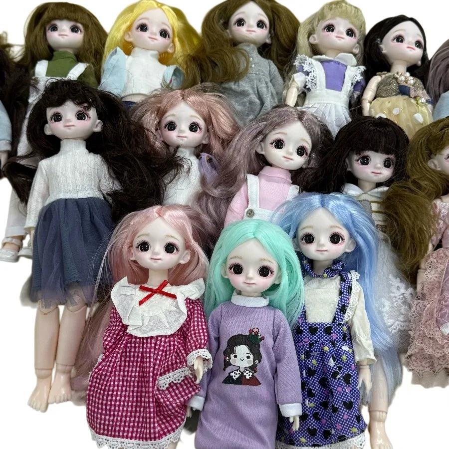 New 28cm Doll and Clothing 3D Simulation Eye Movement Multi Joint DIY Toy Birthday Gift Home Decoration Toy