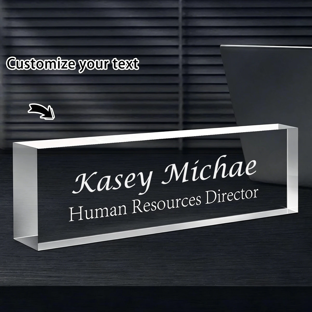 Custom Clear Acrylic Desk Name Plate，Personalized Name Title Sign Office Desktop Nameplate For Boss Teacher Coworker Business Gi