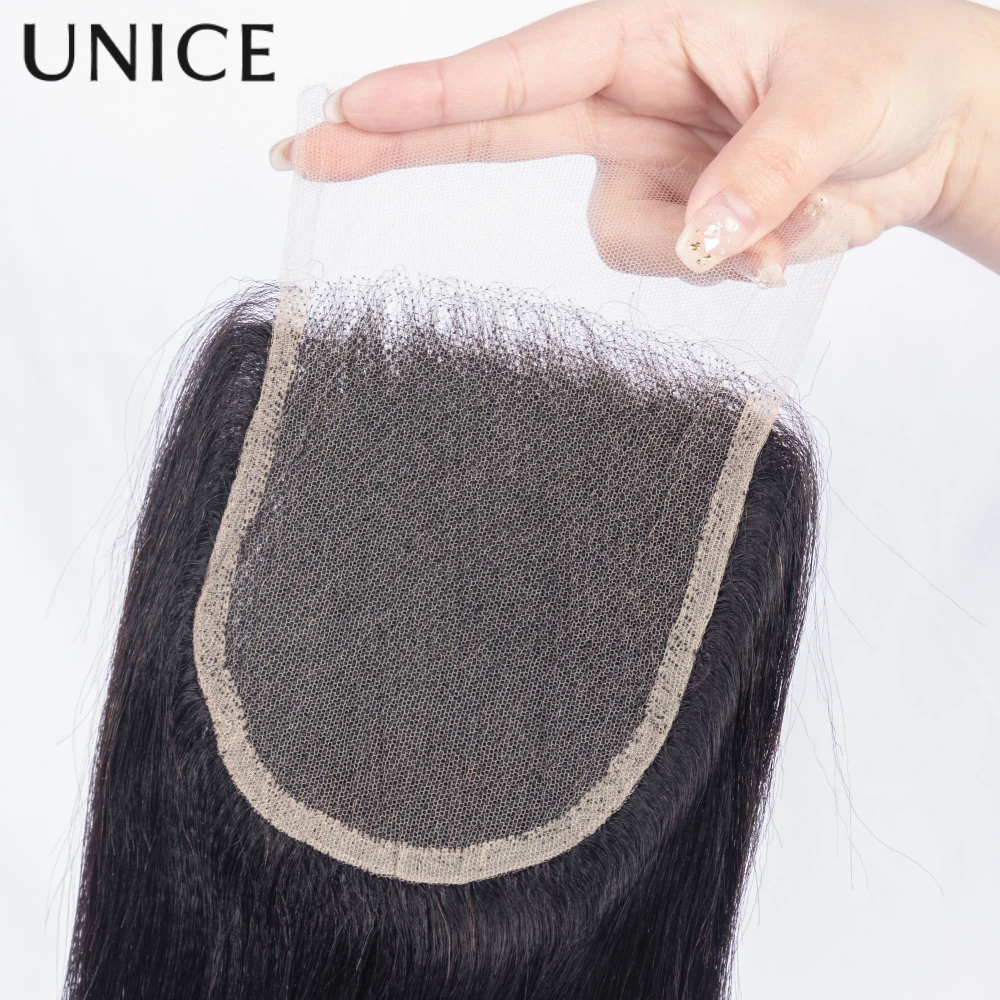 

UNICE Hair Yaki Прямые человеческие волосы 4x4 Кружевная застежка Только 1 шт. Бесплатная часть кружевной застежки