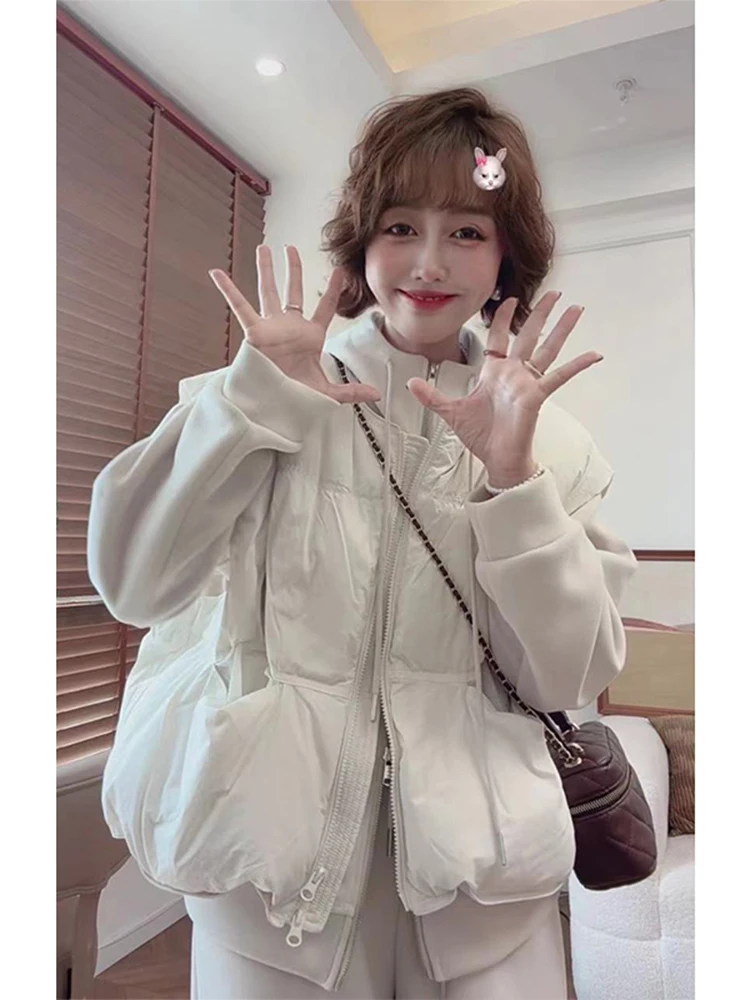 

Loose Thiened Svel Vest Outerwear Women's Autumn Winter Warm Sli Korean Sle ort Coat for Younger Looking