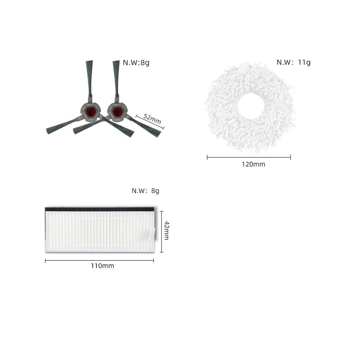 Piezas de repuesto para Ecovacs DEEBOT N9 N9 +, cepillo lateral para Robot, filtro Hepa, accesorios de repuesto para paño de trapo de fregona