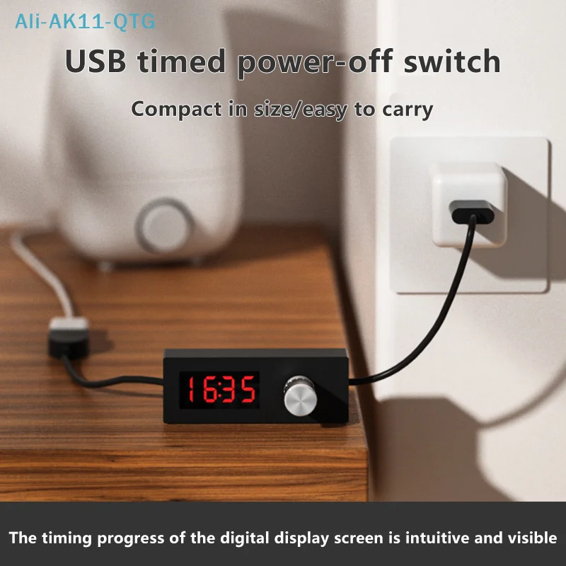 Temporizador de apagado automático de 24 horas, temporizador de cuenta regresiva digital, cable USB, interruptor portátil ajustable para uso en el hogar/oficina
