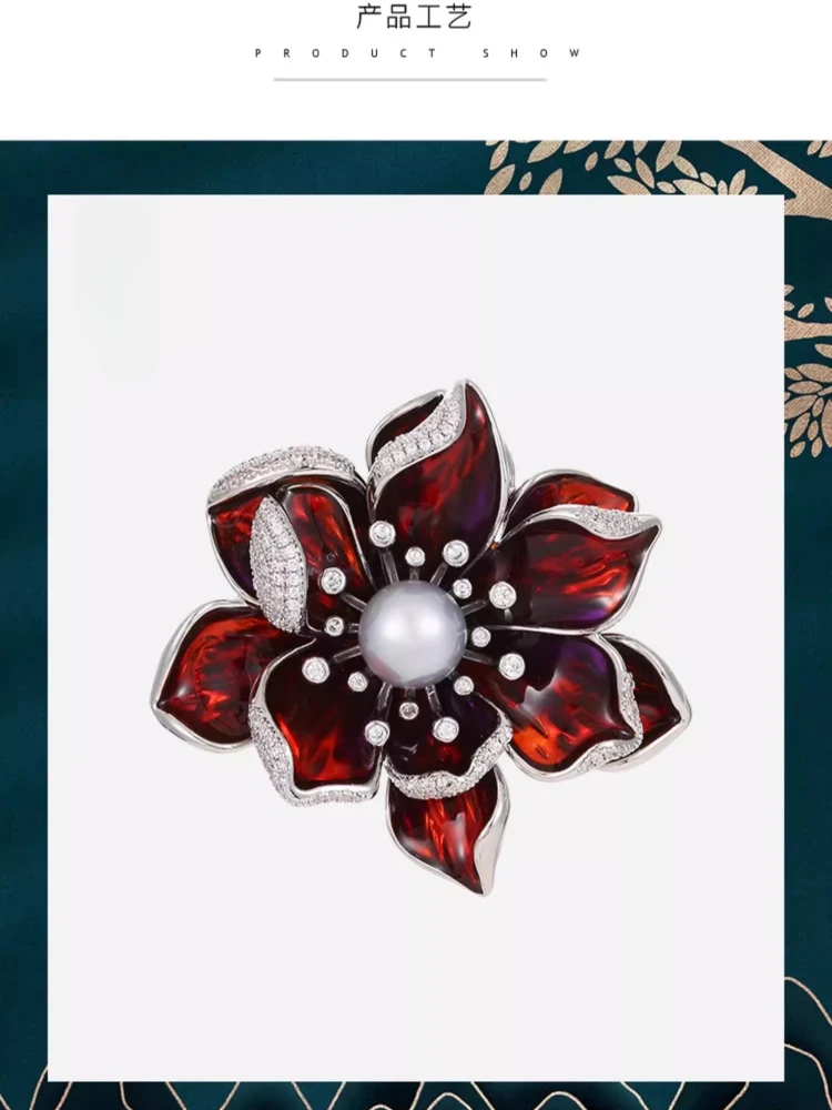 Nuevo exquisito ramillete de flores rojas brillantes, pin antiluz