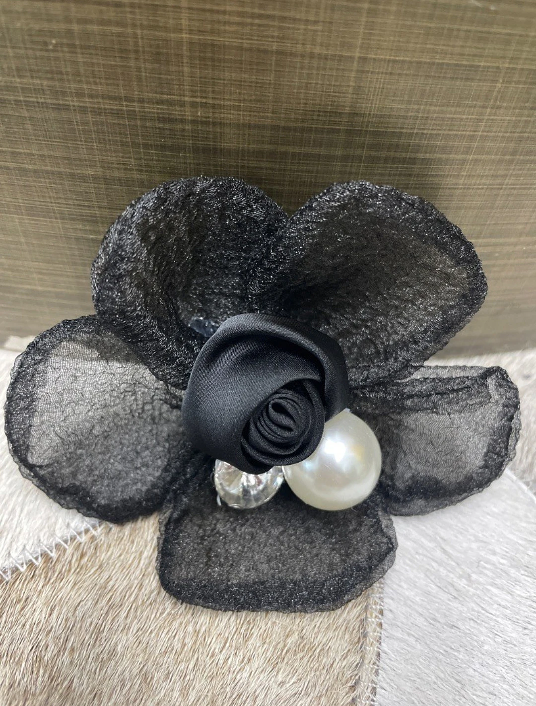 Preto coreano handmade pena peito flor tecido arte grande flor masculino e feminino anfitriões peito Pin acessórios de desempenho