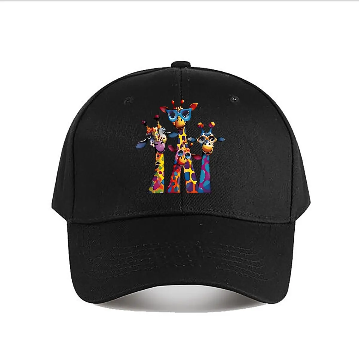 Colorful Cartoon Giraffe Wall Art With Glasses Baseball Cap Fashion Men Sunhat Women's Outdoor Sports Snapback Cap
