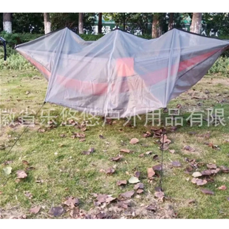 パラシュートナイロン製取り外し可能な蚊帳付きハンモック、ダブル-シングル、屋外キャンプ用、卸売、スイング、通気性、ポータブル