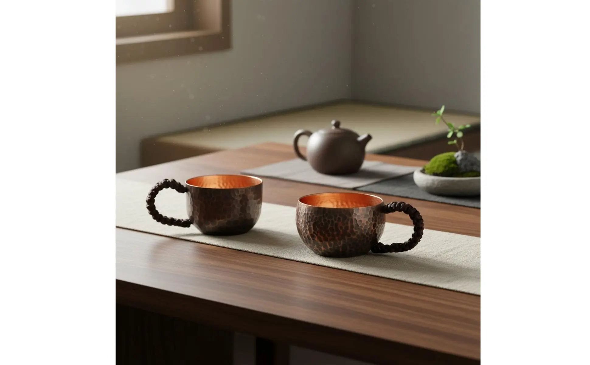 Hammered Copper Brew Vessel Chinese and Design & Beverage Bowl Vintage Copper Mug Drinkware for Office