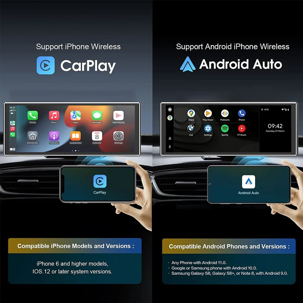 11.26 بوصة سيارة الوسائط المتعددة راديو لاسلكي Carplay أندرويد السيارات لتحديد المواقع والملاحة مسجل فيديو لوحة القيادة واي فاي AUX مشغل MP5