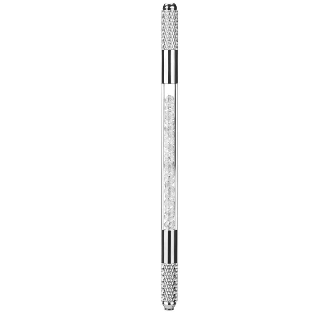 

Acrylic Crystal Dual Head Micro Shave Pen White Color Professional Eyebrow Tattoo Pen Microblading Tools Daily Tattooing Needle