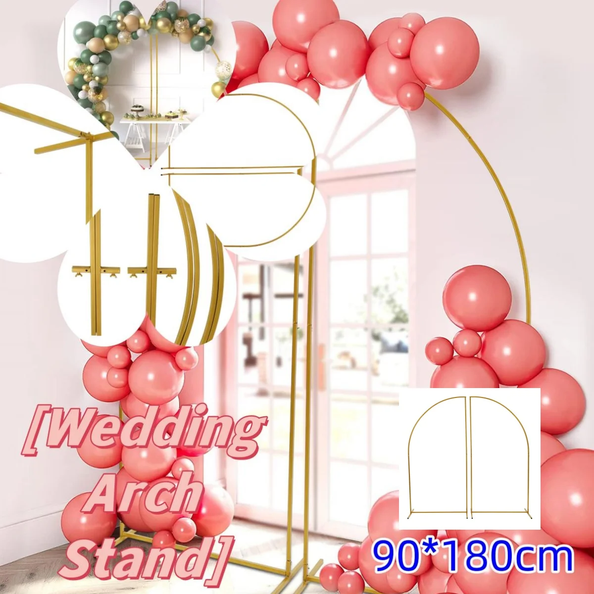 

Metal Backdrop Wedding Arch Stand Frame for Wedding Ceremony Birthday Party Photo Booth Background Decoration 90*180cm