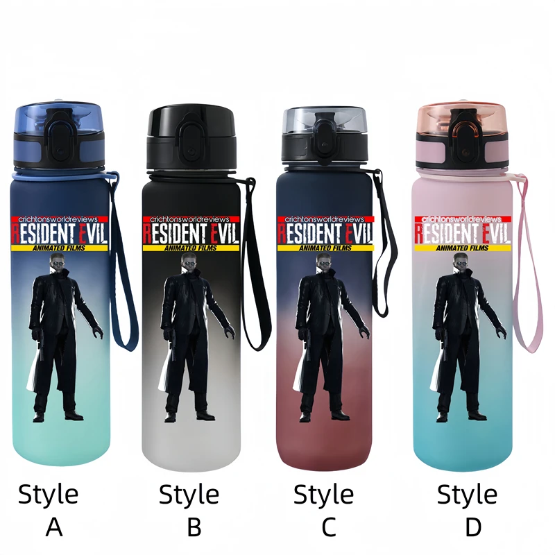 650ML Resident Evil Movie Figure Water Cup Portable Children's  Plastic Outdoor Sports Large Capacity Anti-drip Water Bottle