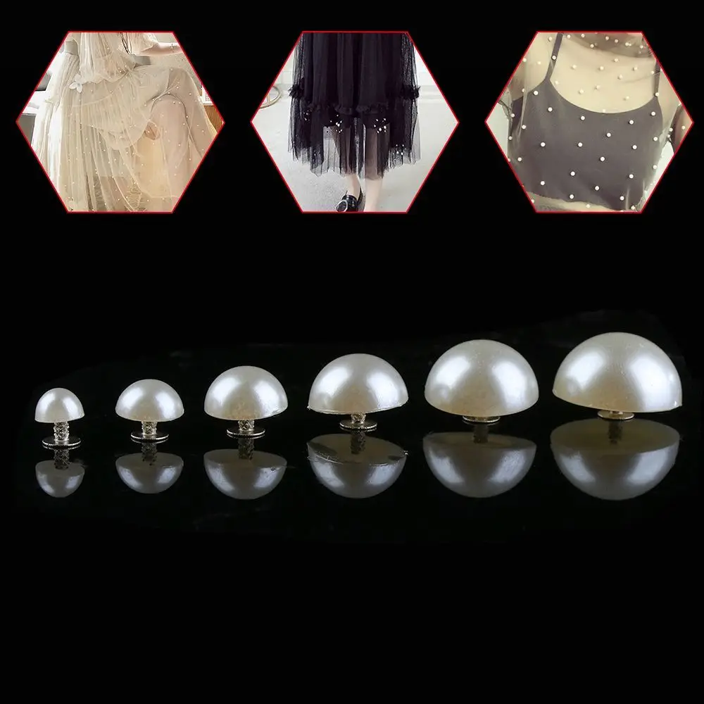 30/50pcs Hat Bag Decoration Garment DIY Pearl Rivets Cloth Button Half Round Scrapbooking