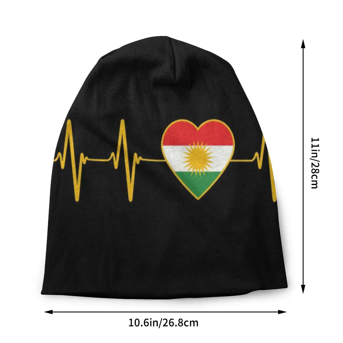 Custom Warm Knitting Hats Unisex Kurdish Heartbeat I Love Kurdistan Heartbeat Flag Skullies Beanies Cap Syrian Bonnet Hats