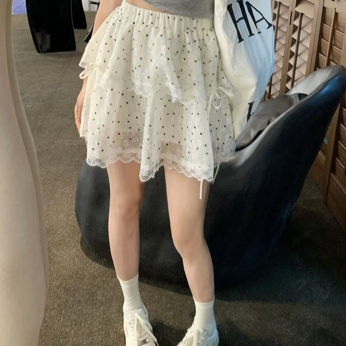 

Summer New Design Sweet Polka Dot High Waist Women's Skirt Slimming Versatile ort Cake Skirt Korean Sle Commute