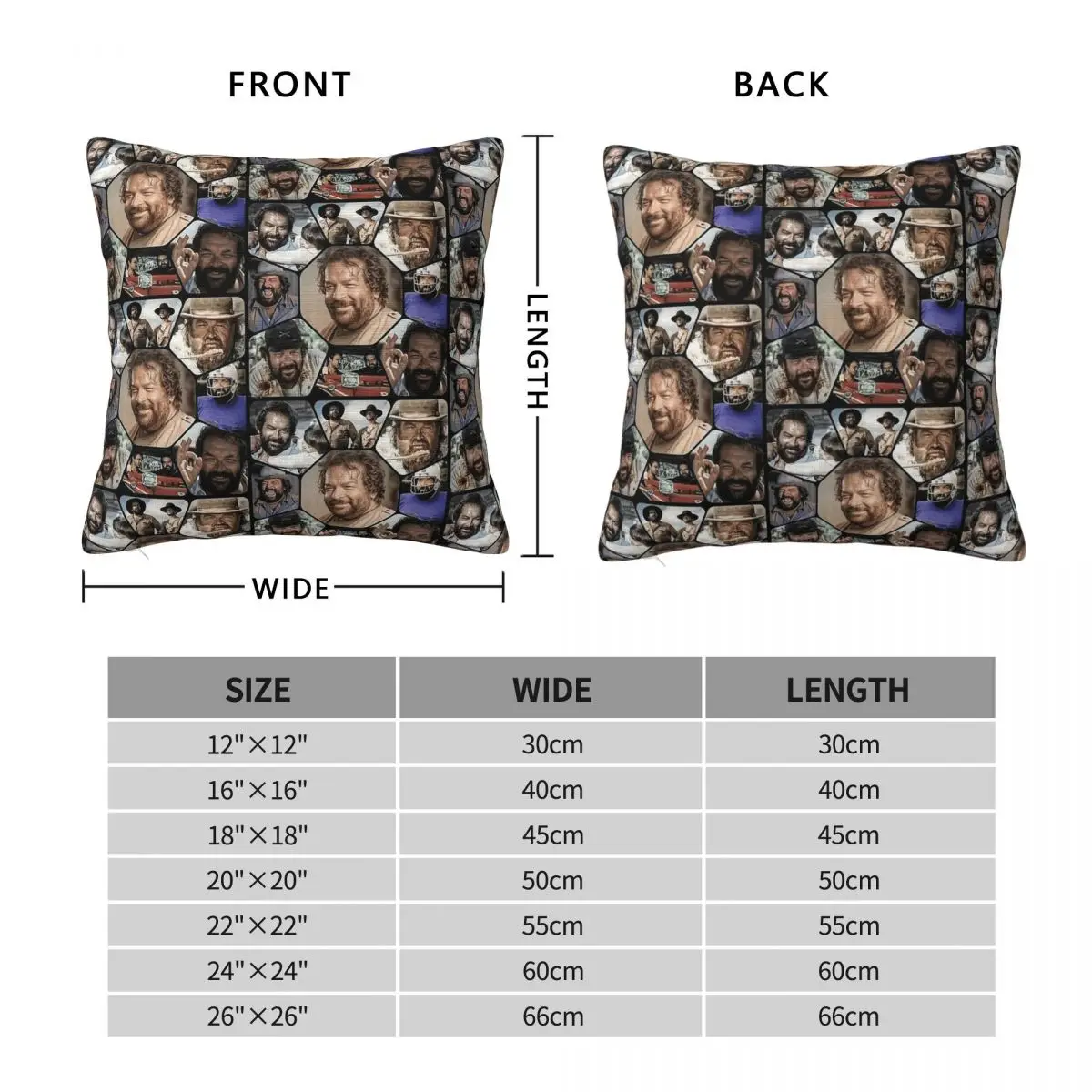 Bud Spencer Carlo Pedersoli Montage Square Pillowcase Polyester Linen Velvet Pattern Zip Decor Pillow Car Cushion Cover 45x45