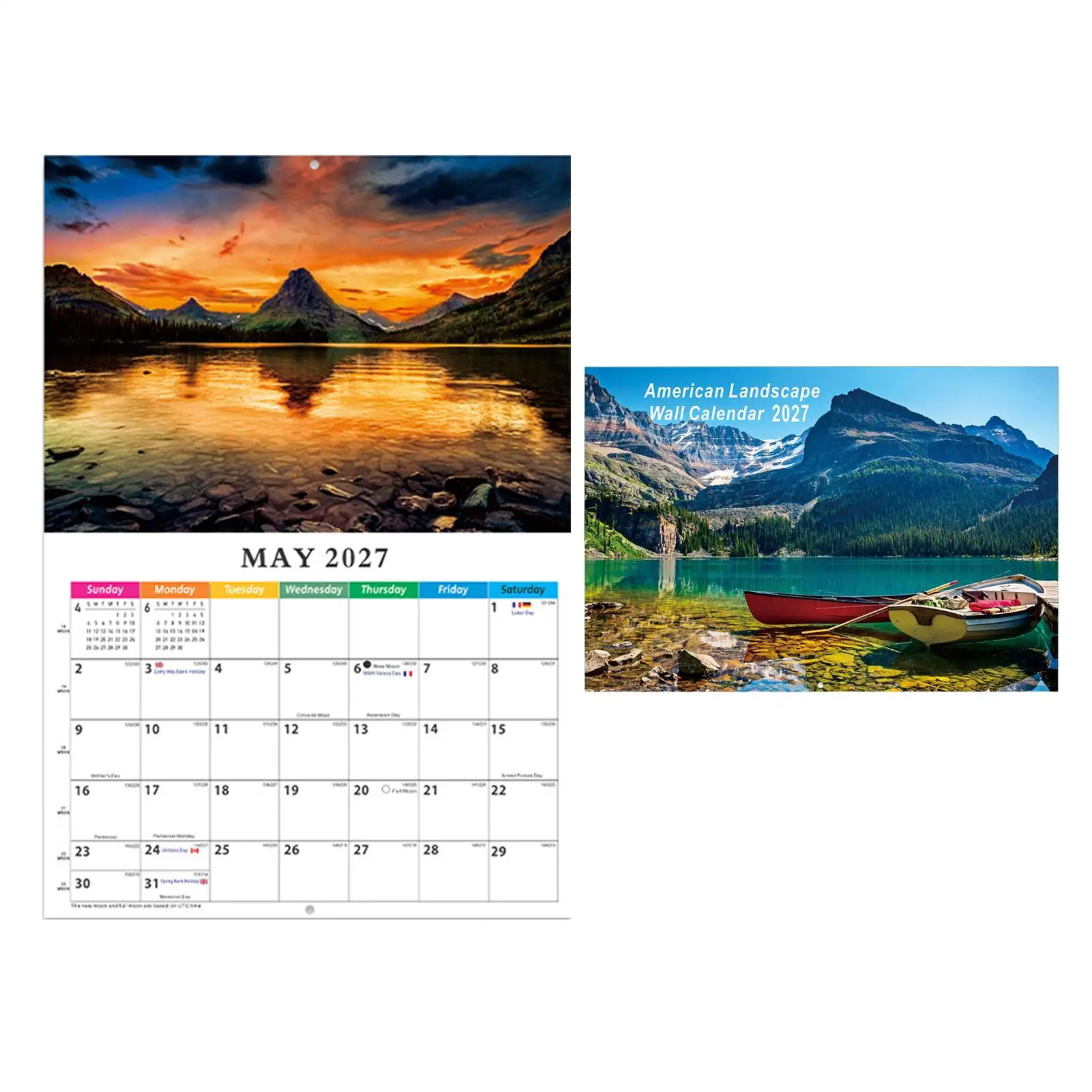 Calendar 2027 Natural American Landscape Jan. To Dec. Planner Big Grid Wall Calendar for Home School Reading Study Task Exercise