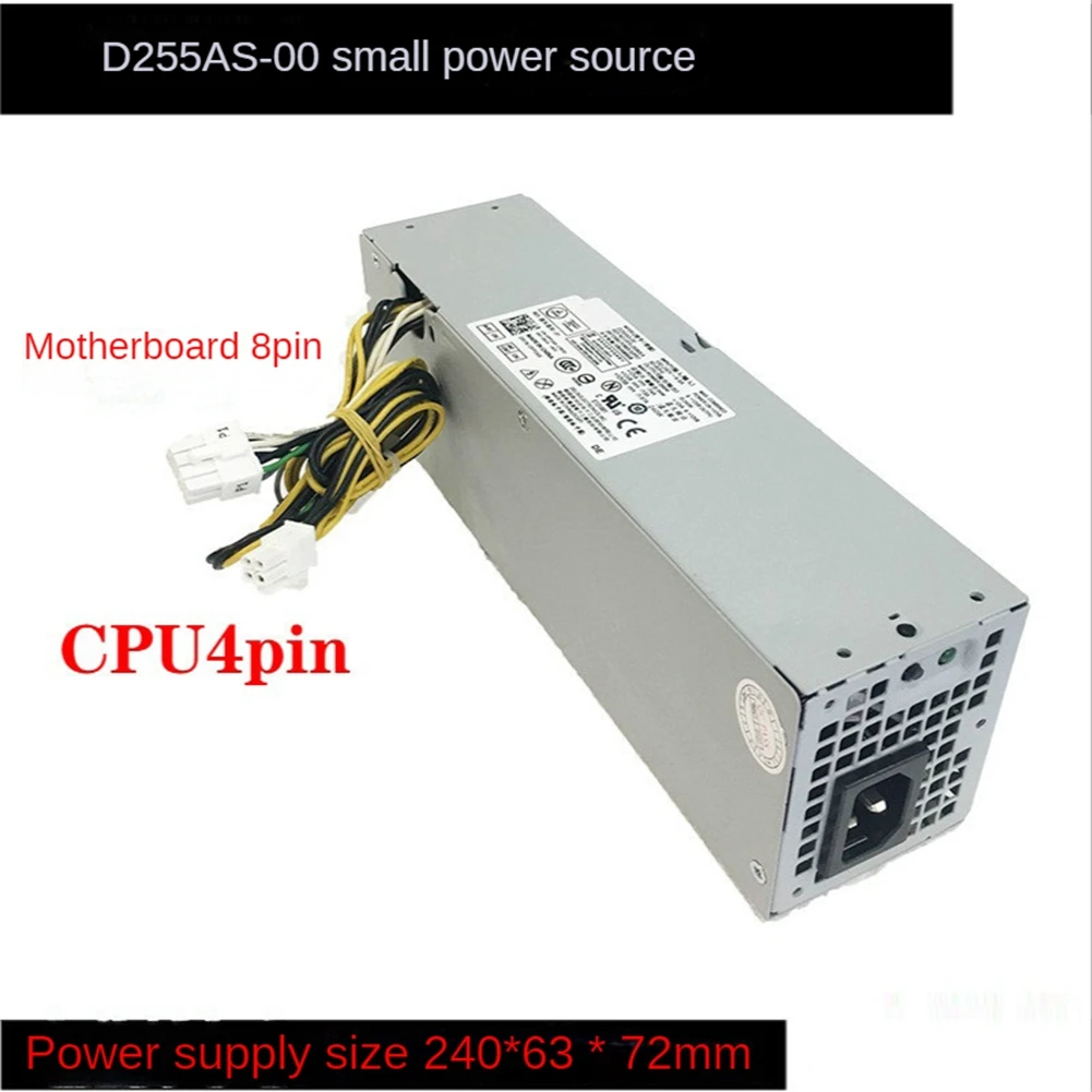 255W Chassis Power Supply 6cm Fan 8PIN+4PIN Connector Power Supply for Dell Optiplex 3020 Precision T1700 SFF Systems