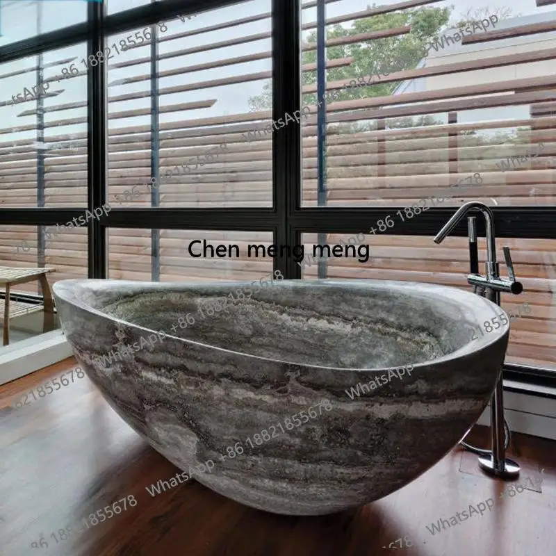 Natural Marble Bathtub , Luxury Double Soaking Tub,Custom-Made for HotelVilla, Artistic IndoorOutdoor Design, High-End&Durable