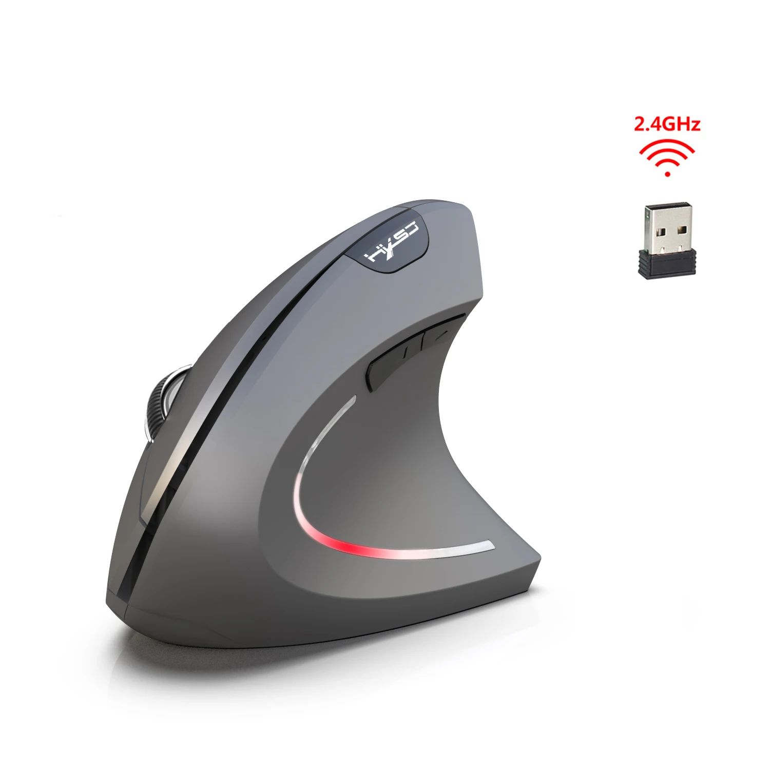 Ergonomic Wireless Mouse, 2400CPI, 3-Speed, 2.4G, USB Plug-and-Play, Black, Home/Office