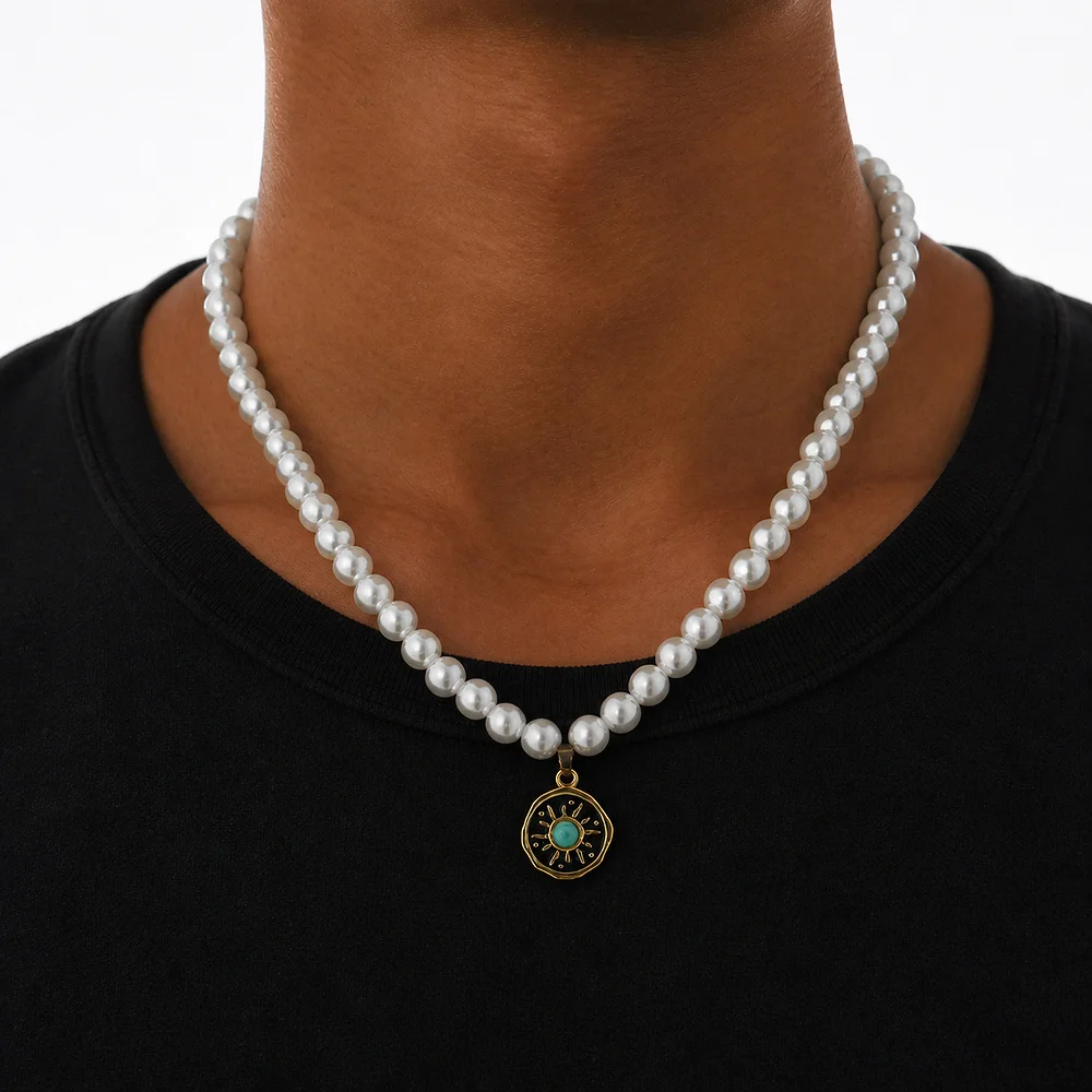 Retro Herren-Halskette aus Kokosnussmuscheln, Hip-Hop-Strandstil, mehrschichtige Halskette, böhmischer Schmuck, trendige Accessoires – Detail 3