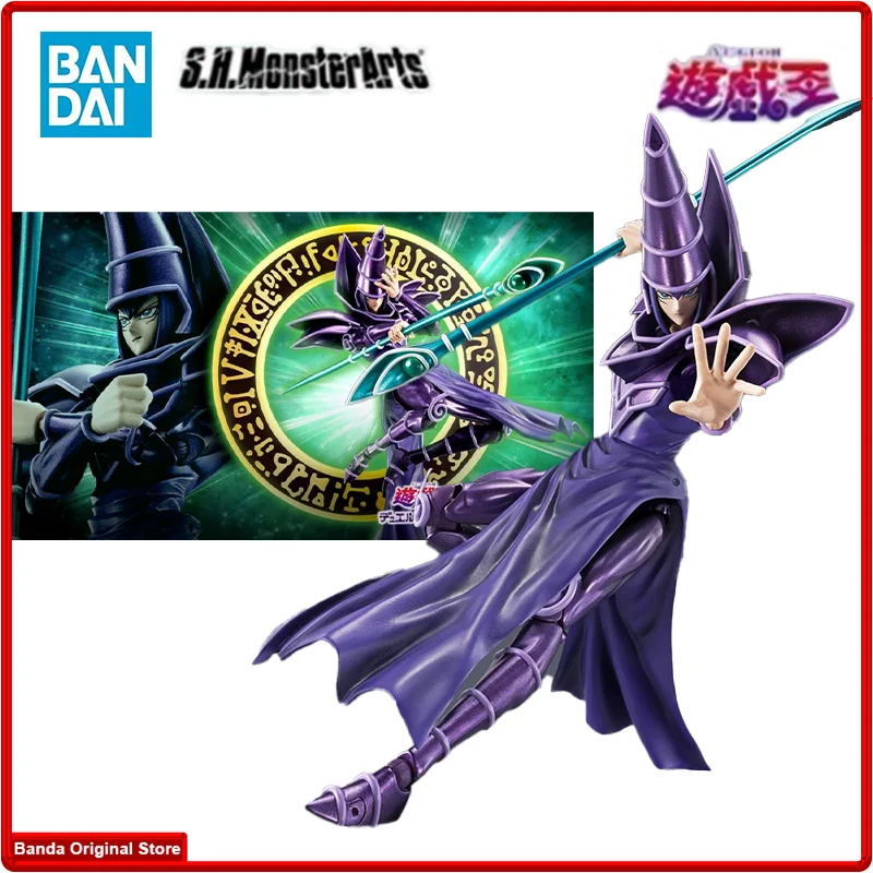 100% In Stock Original Bandai S.H.MonsterArts SHM Dark Magician Yu Gi Oh Duel Monsters Anime Collection Figures Model Toys﻿