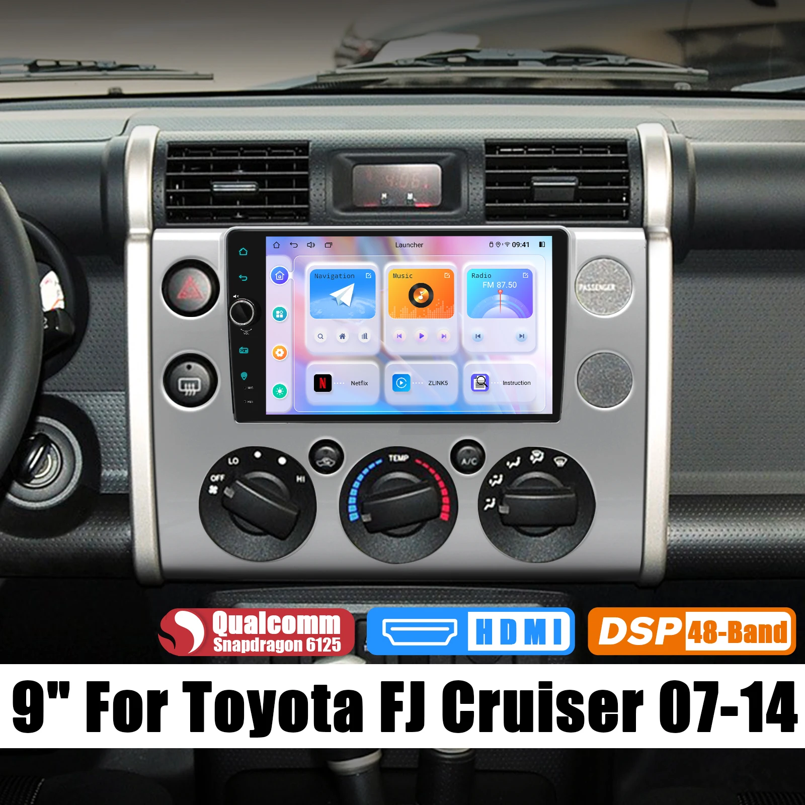 JOYING 9 Inch Android Car Radio Stereo GPS Multimedia Player For Toyota FJ CRUISER 2007-2014 With Silver Bracket