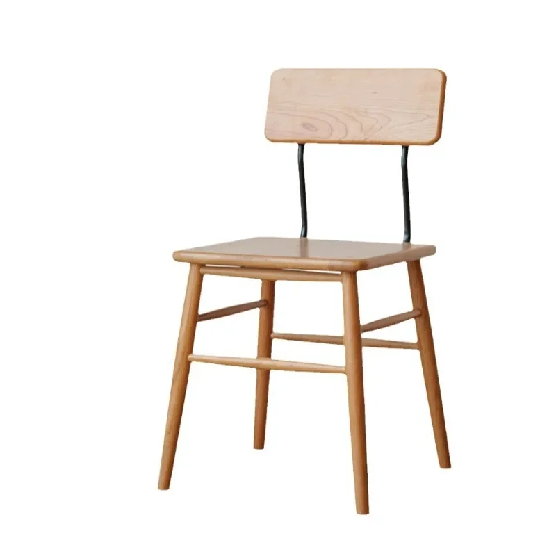 Chocolate chair, dining chair Nordic small apartment, cherry wood solid wood, log color restaurant, cafe negotiation chair