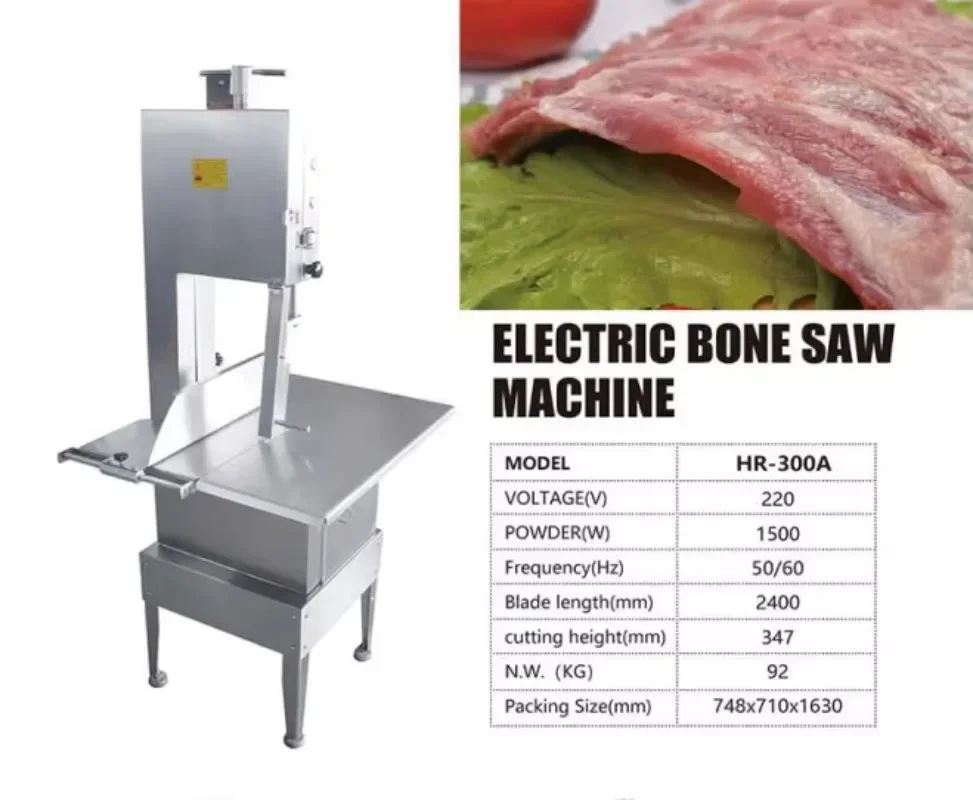 Stainless Steel Bone and Meat Saw Cutting Machine for Meat Processing Cooking Equipment for Manufacturing Plants and Farms