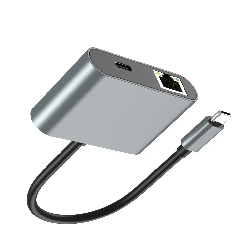 Adattatore di rete LAN Ethernet 1000Mbps Adattatore Gigabit USB C da tipo C a RJ45 Porte PD tipo C da 60 W e 2 porte USB 3.0