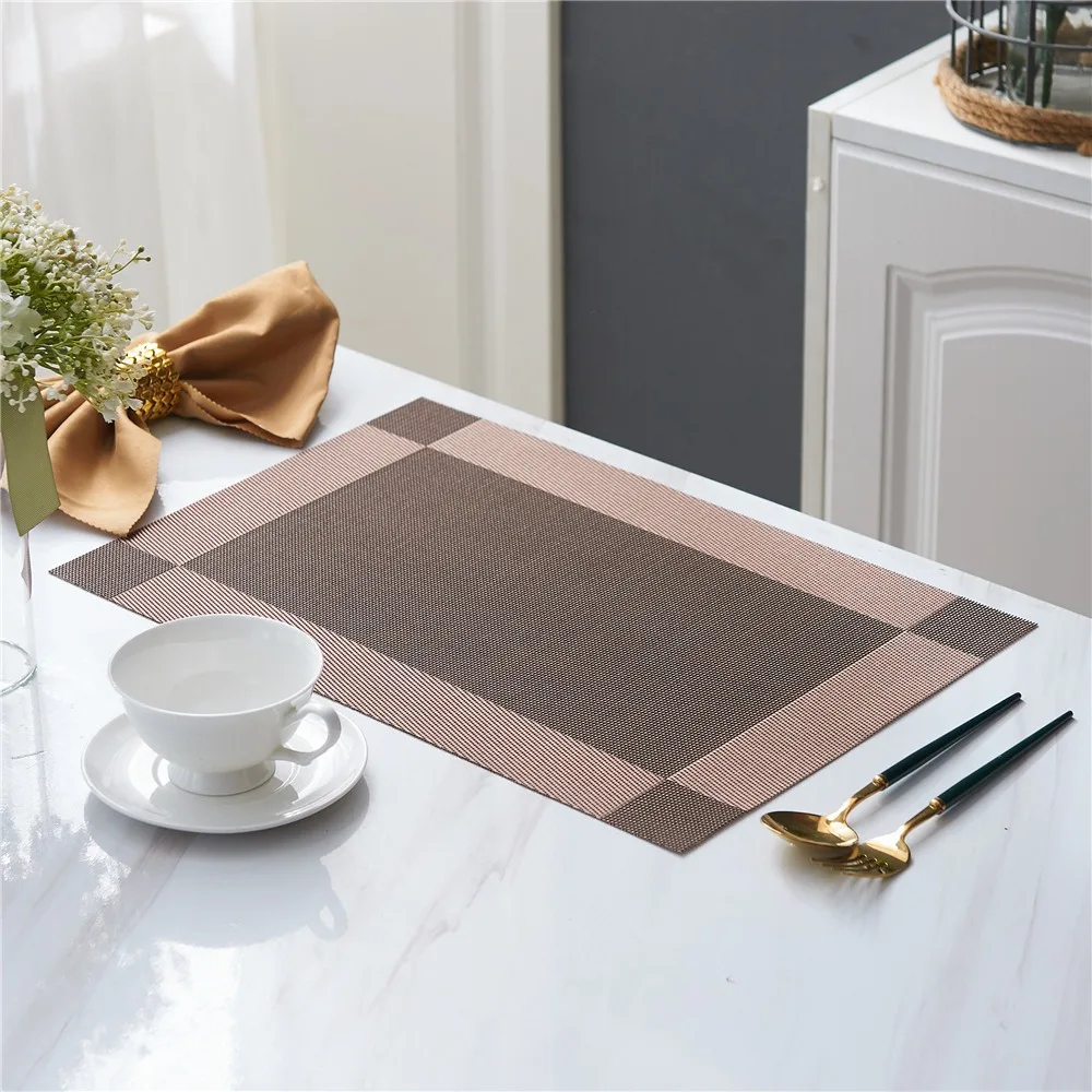 

6pcs Waterproof Washable Party Placemat Heat-resistant Non Slip Dining Table Mat European Style Rectangular Bowl Pad Restaurants