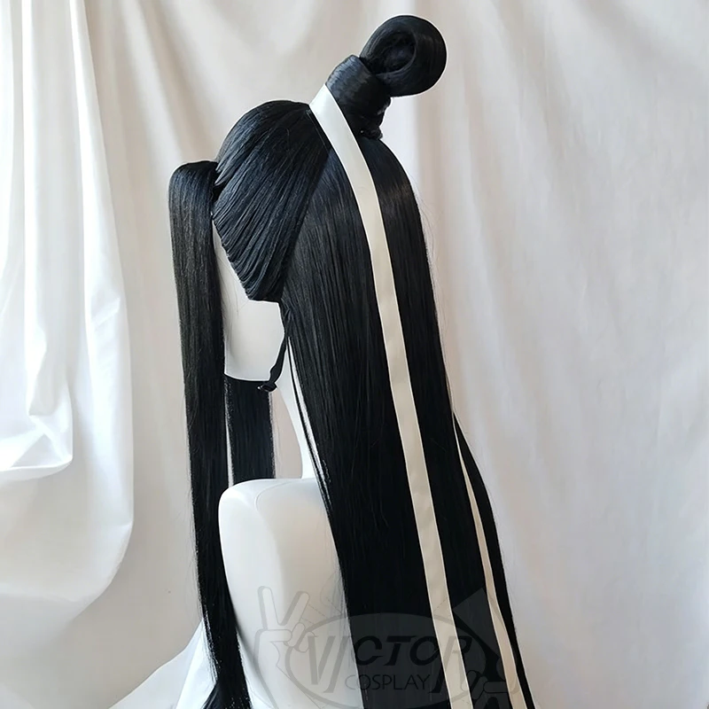 Lan Wangji Cosplay Wig Grandmaster Of Demonic Cultivation MDZS Wei Wuxian Black Long Ponytail Hairstyle Customized wigs Props view 6