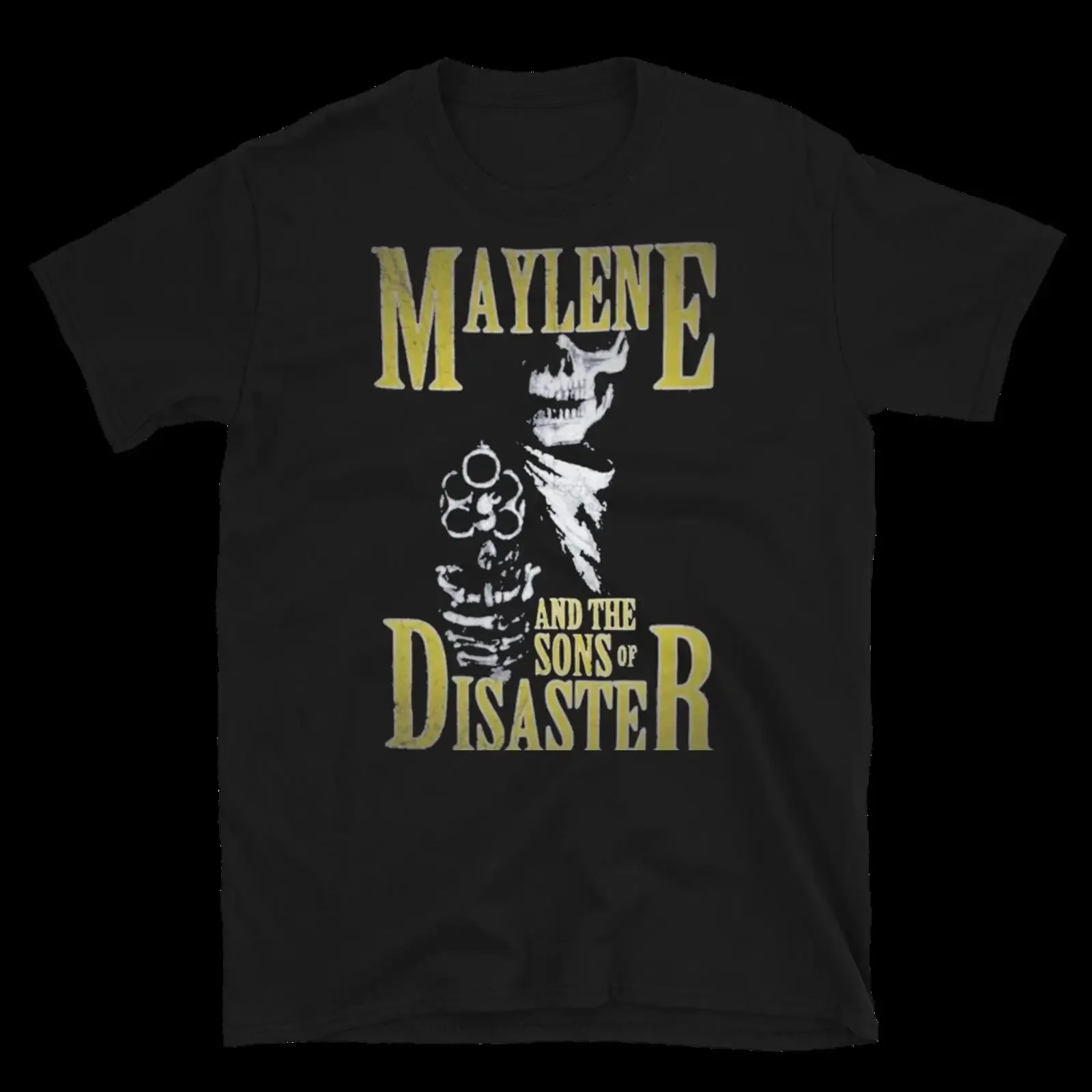MAYLENE AND THE SONS OF DESASTER skeleton with revolver post hardcore band vintage Washed Breathable Casual