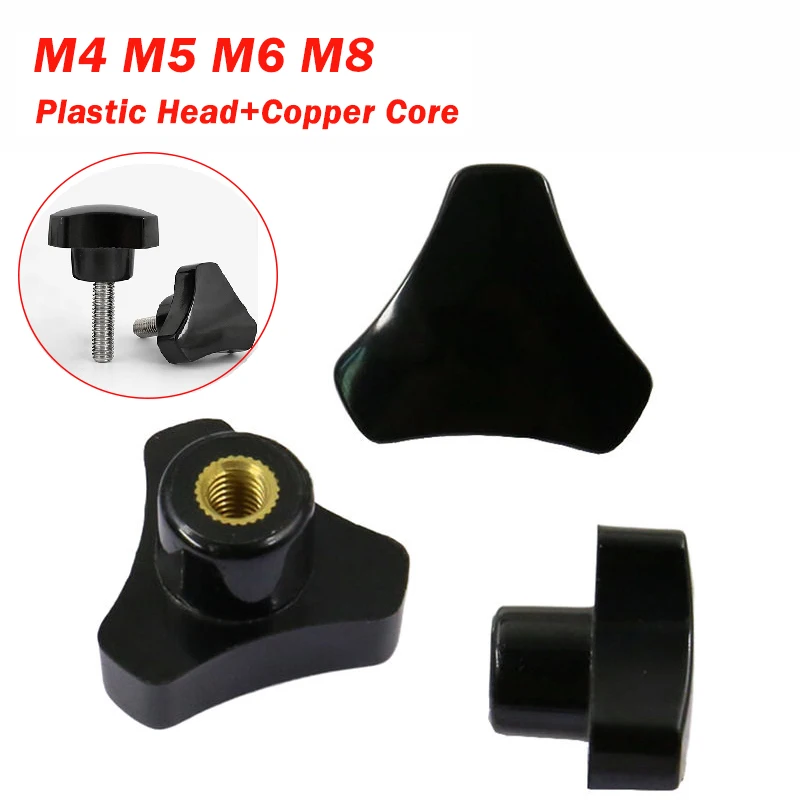 1/2pcs Hand Knob Nuts M4 M5 M6 M8 Triangle Head Bakelite Hand Tighten Thumb Nuts Copper Core Plastic Head Nut Dia 25/32/40mm