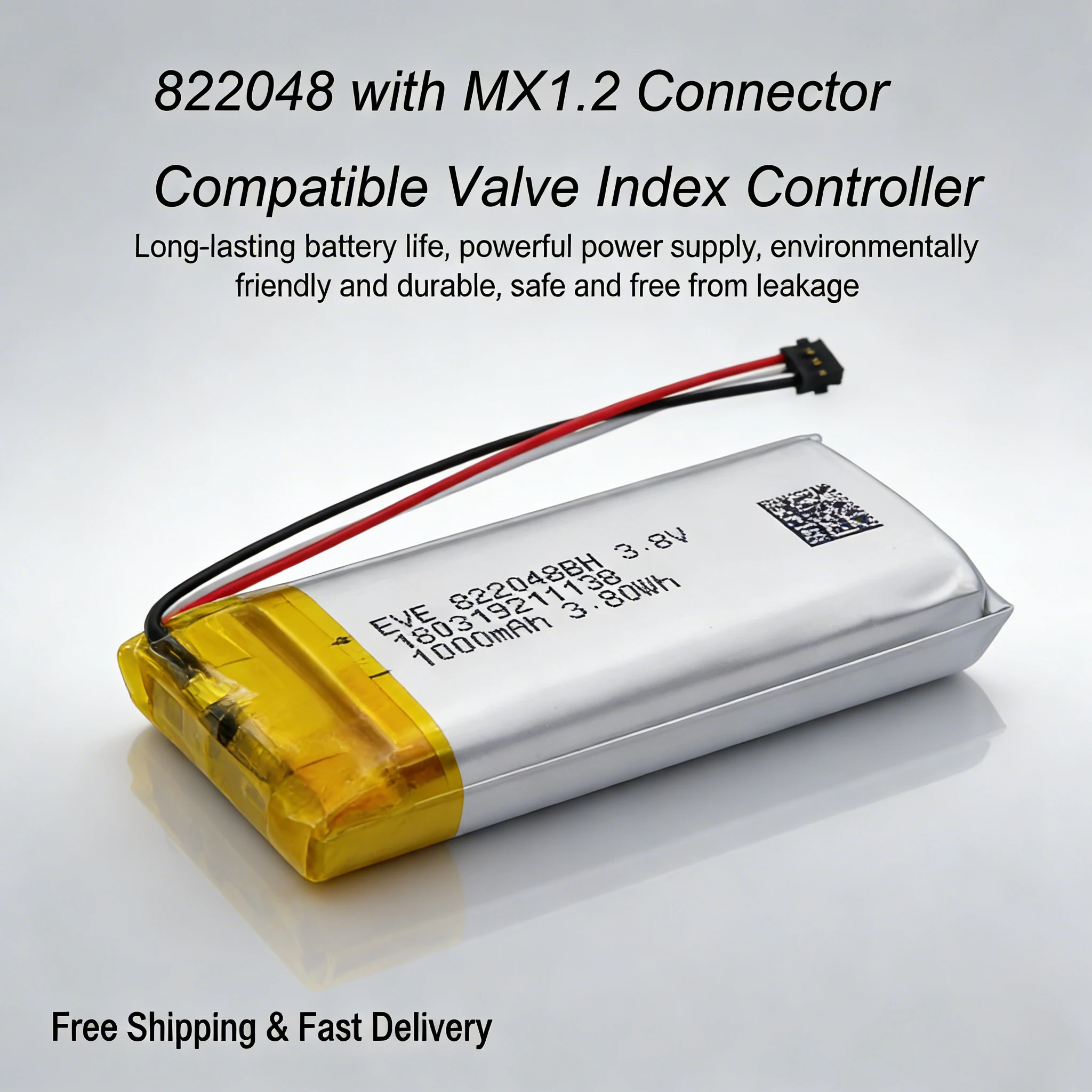 

822048 3.8V 1000mAh Rechargeable Li-Polymer Battery 3 Wires NTC MX1.25 3Pin Plug Compatible with Valve Index VR Controller