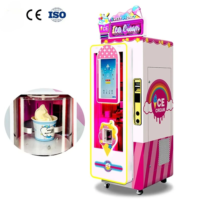 Self-service Fully Automatic Ice Cream Vending Machine 59 Kinds Tastes 15 Seconds Fast Delivery Large Capacity 32-inch Touch