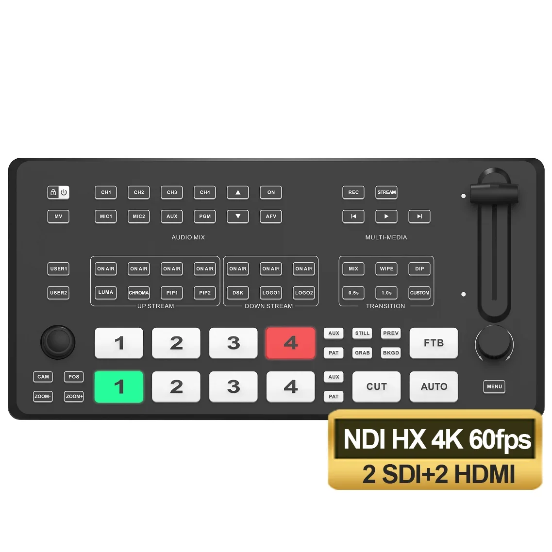 USD542 Free Ship 4kg M4ES-N NDI HX 4K 60FPS +2 SDI(in)+2 Hd Mi(in) 5 Channel Video Switcher Mixer Live Streaming Broadcast