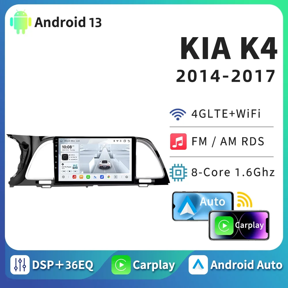 HTZM Android Auto Radio For KIA K4 2014 2015 2016 2017 4G WiFi Navigation GPS Carplay Video Multimedia Player Navigation Stereo