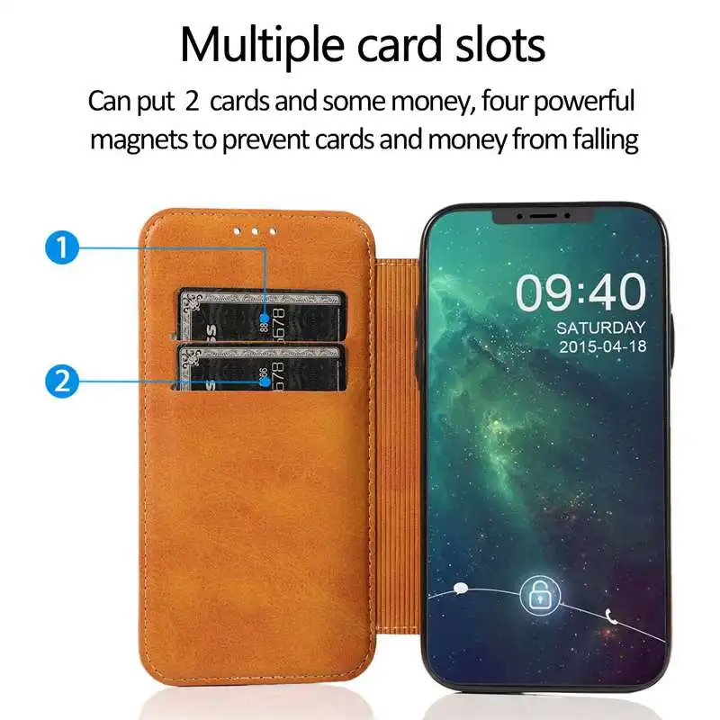 Magnetic Wallet Case for iPhone 11 14 15 16 17 Pro Max 12 13 Mini 14 15 16 Plus XR XS Max Case Leather Full Enclosed Flip Cover