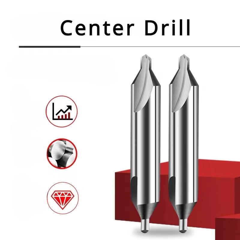 HRC55° Carbide Center Drill Metal 1/1.5/2/2.5/3/4/5/6mm Spot Double-head Fixed-Point Countersink Chamfer Bit A Type