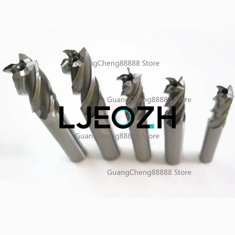 4-Blade Southwest White Steel Milling Cutter 5 Set HSS High Speed Steel Straight Shank End Mill 5pcs Metal Drill Bit Gong Cutter