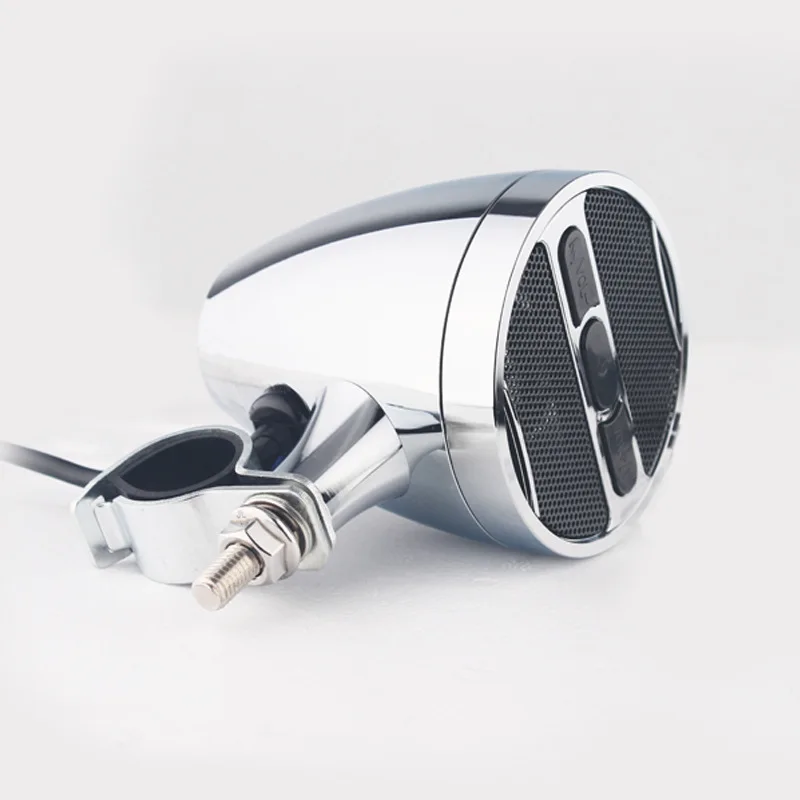 12V Full Metal Motorcycle Bluetooth Speaker 3 Inch Waterproof Dual Horn FM Radio USB Scooter Handlebar Audio Mod view 4