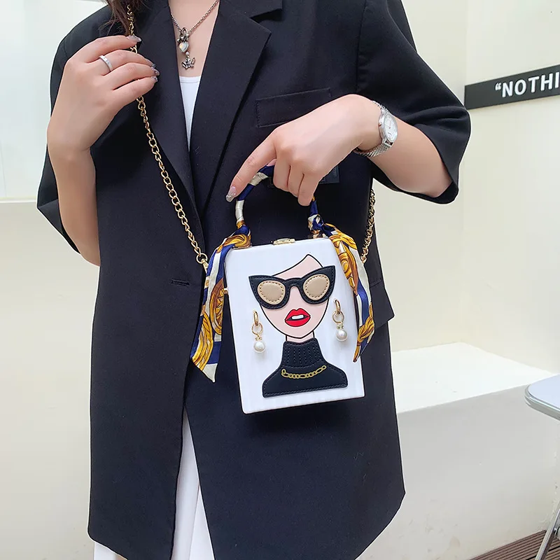 Small Square Bags for Women 2024 New Fashion Graffiti Phone Box Handbag High Quality Leather Cute Crossbody Shoulder Bag Woman