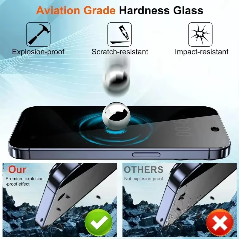 واقي شاشة للخصوصية للتركيب بدون غبار لهاتف iPhone 17 16 15 13 11 12 14 Pro Max Air 16E SE Mini 7 8 XR XS زجاج مضاد للتجسس