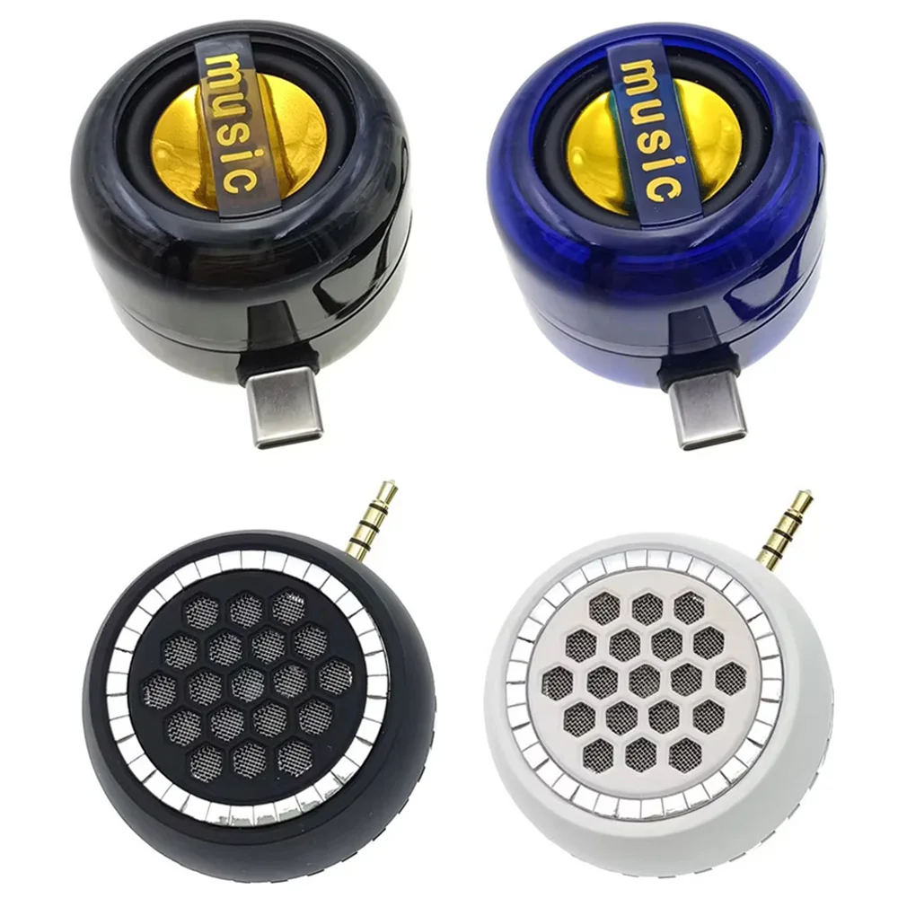 Portable Mini Speaker Universal Type-C Plug 3.5mm Audio Mini Sound Box Mobile Phone Speaker Amplifier External Wired Speakers