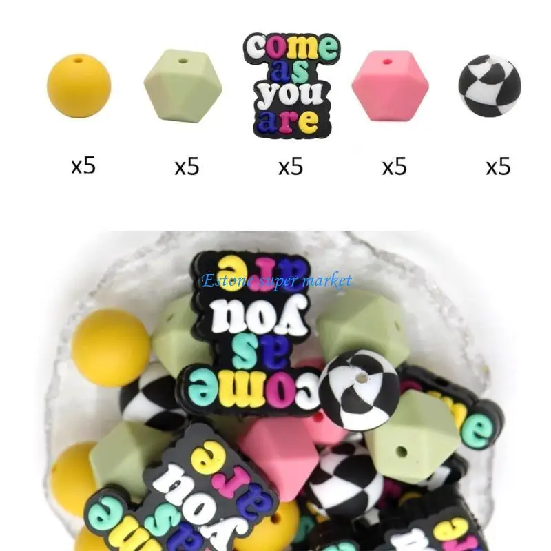 Conjunto contas silicone coloridas 090B para chaveiro, criando cores e formas da para fazer você mesmo